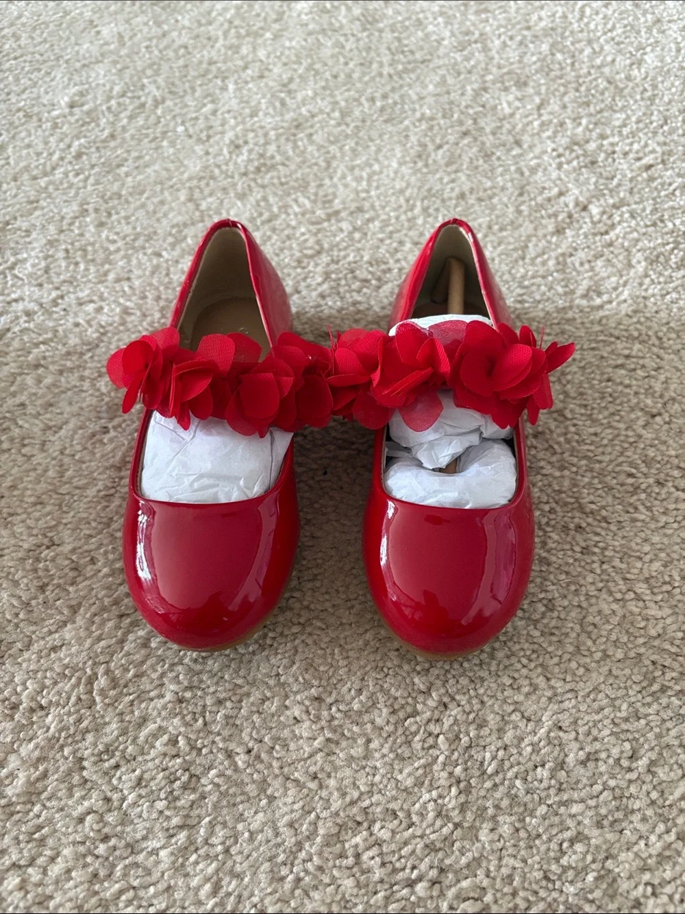 Copper Key Girls Red Patent Flower Strap Dress Shoes